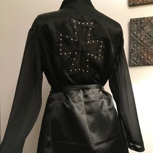 Black robe w/studded cross detail on back